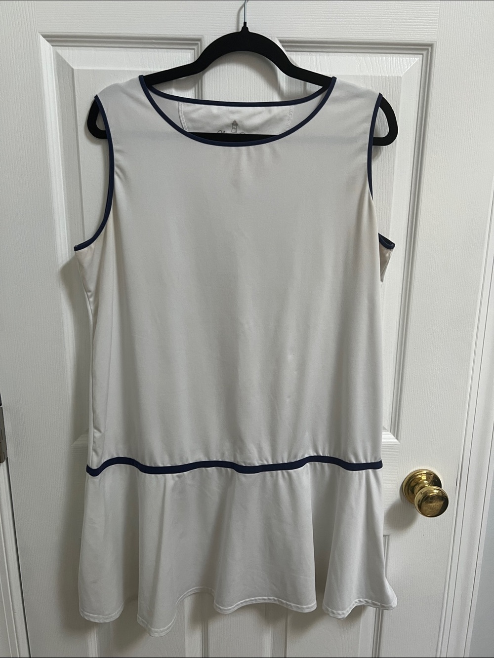 Classic Prep White Tank Tennis Dress with Navy Trim